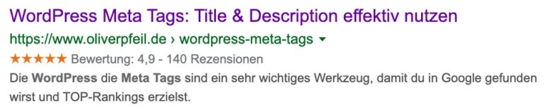 Google Suchergebnis: Title & Description