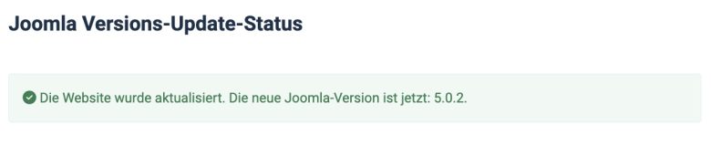 Joomla Versions Update erfolgreich durchgeführt.