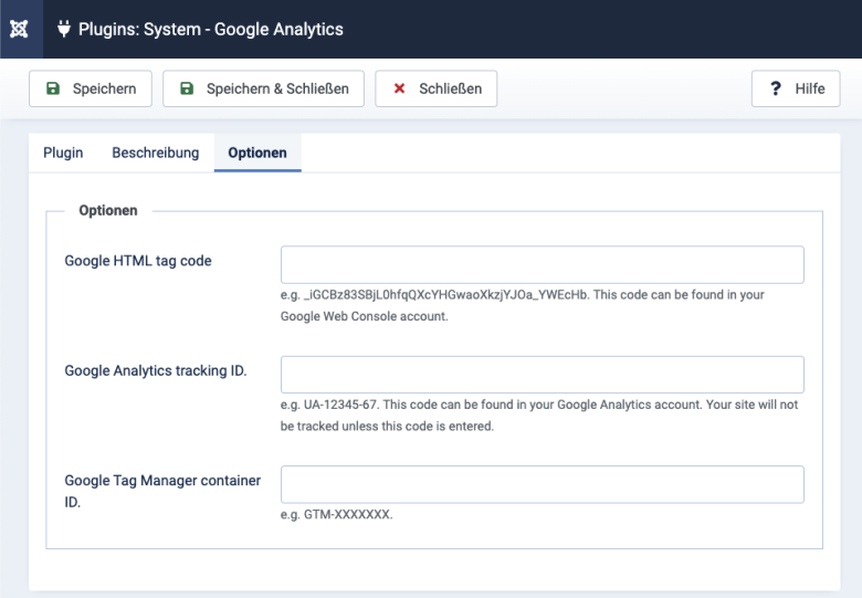 Plugins System Google Analytics